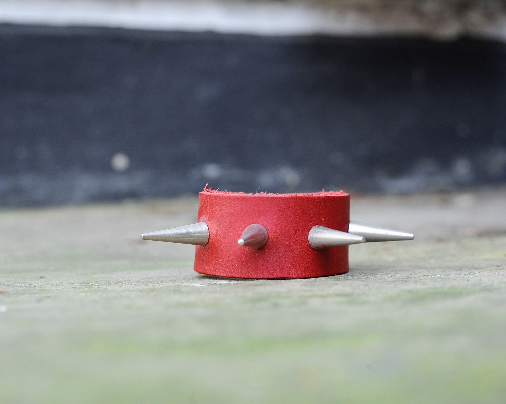 SALE Red Leather Spiked Bracelet | Leather Stud Wristband