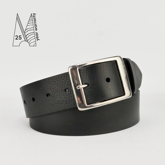 AGUTALITHIC Cintura in Vera Pelle Fibbia Classica da Uomo in Ottone Massiccio con Ardiglione Larghezza 38mm, Casual per Tutti I Giorni Cinturino