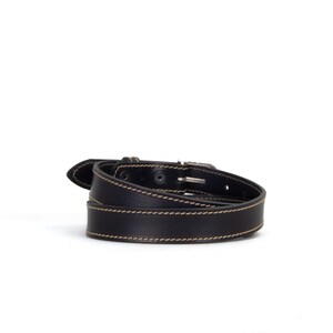 Stitched Black Leather Belt 1 1/8 30mm Quality Veg Tan Black Leather Jeans Belt Full Grain Leather Unusual Mens Belt image 2