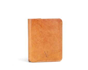 Tan Leather Wallet | Slim leather Wallet | Sustainable Leather Bifold Wallet | Cash and Card Wallet