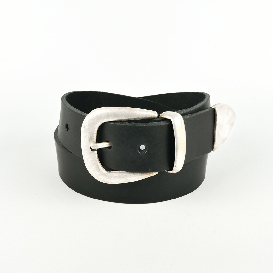 Black Leather Cowboy Belt // Western Belt // Silver Tipped 1 - Etsy