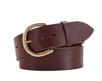 Handmade Brown Leather Belt, Full Grain Italian Veg Tan, 50mm (2