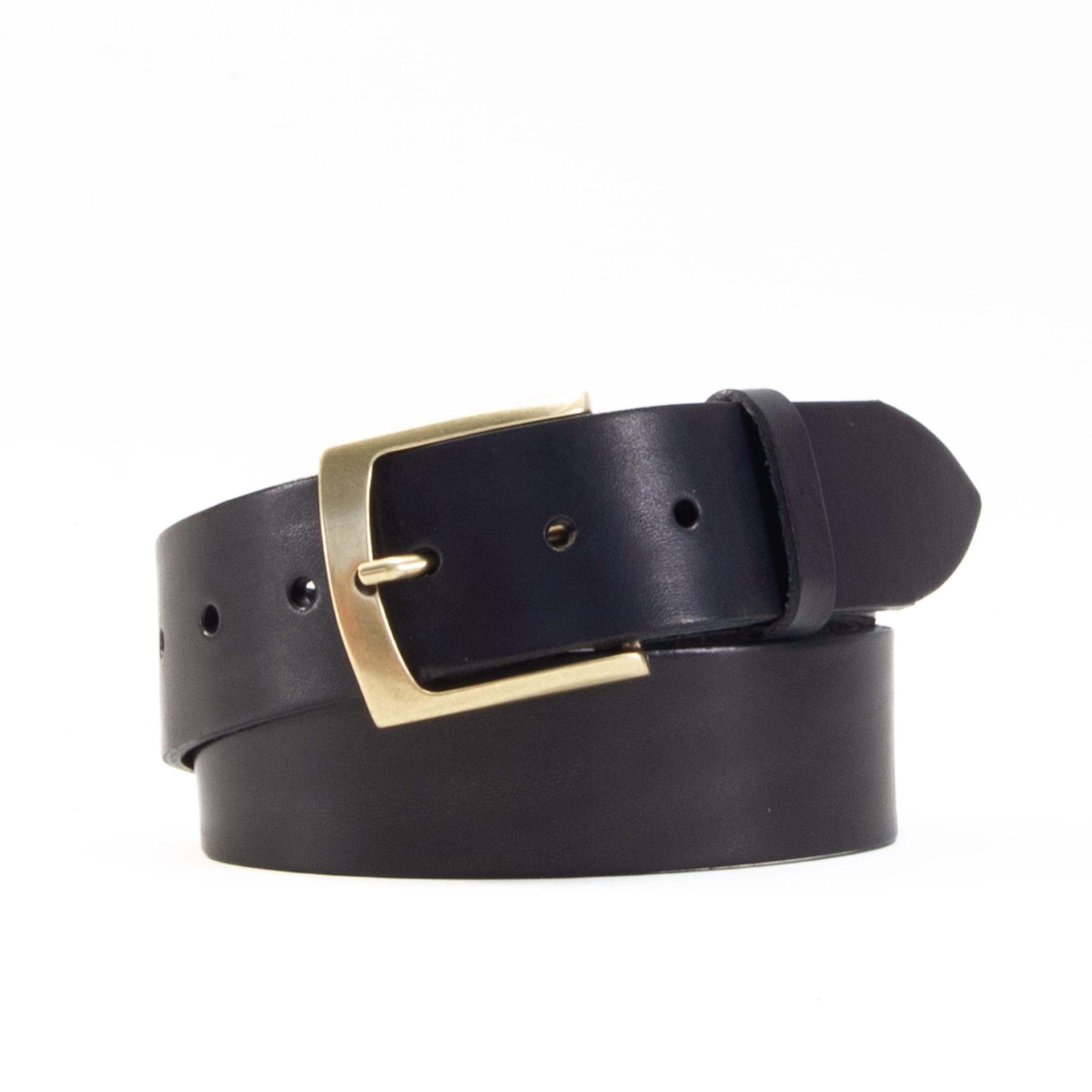 Handmade Wide Black Leather Belt, Full Grain Italian Veg Tan 