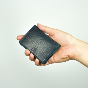 Tarjetero de cuero de la Marina de Missouri // Billetera fina de cuero para viajes // Billetera personalizada