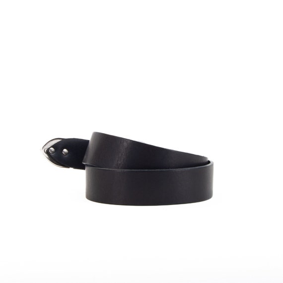 Handmade Black Leather Cowboy Belt, Silver Loop and Tip, 1 1  display picture 1