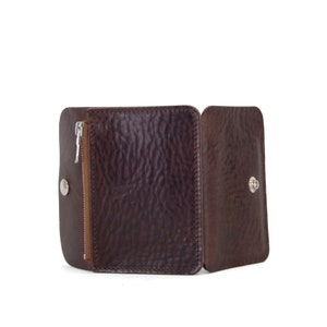 Cartera de cuero marrón / Cartera de cuero con monedero / Monedero y tarjetero de cuero sostenible imagen 8