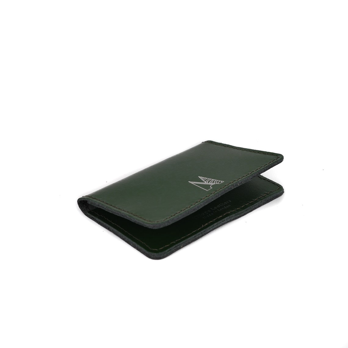 Handmade Dark Green Card Holder // Personalized Leather Slim Etsy UK
