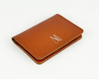 Tan Leather Card Holder Handmade | Personalised Leather Travel Wallet | Slim Credit Card Holder