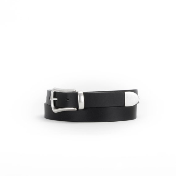 Casual black leather western inspired belt