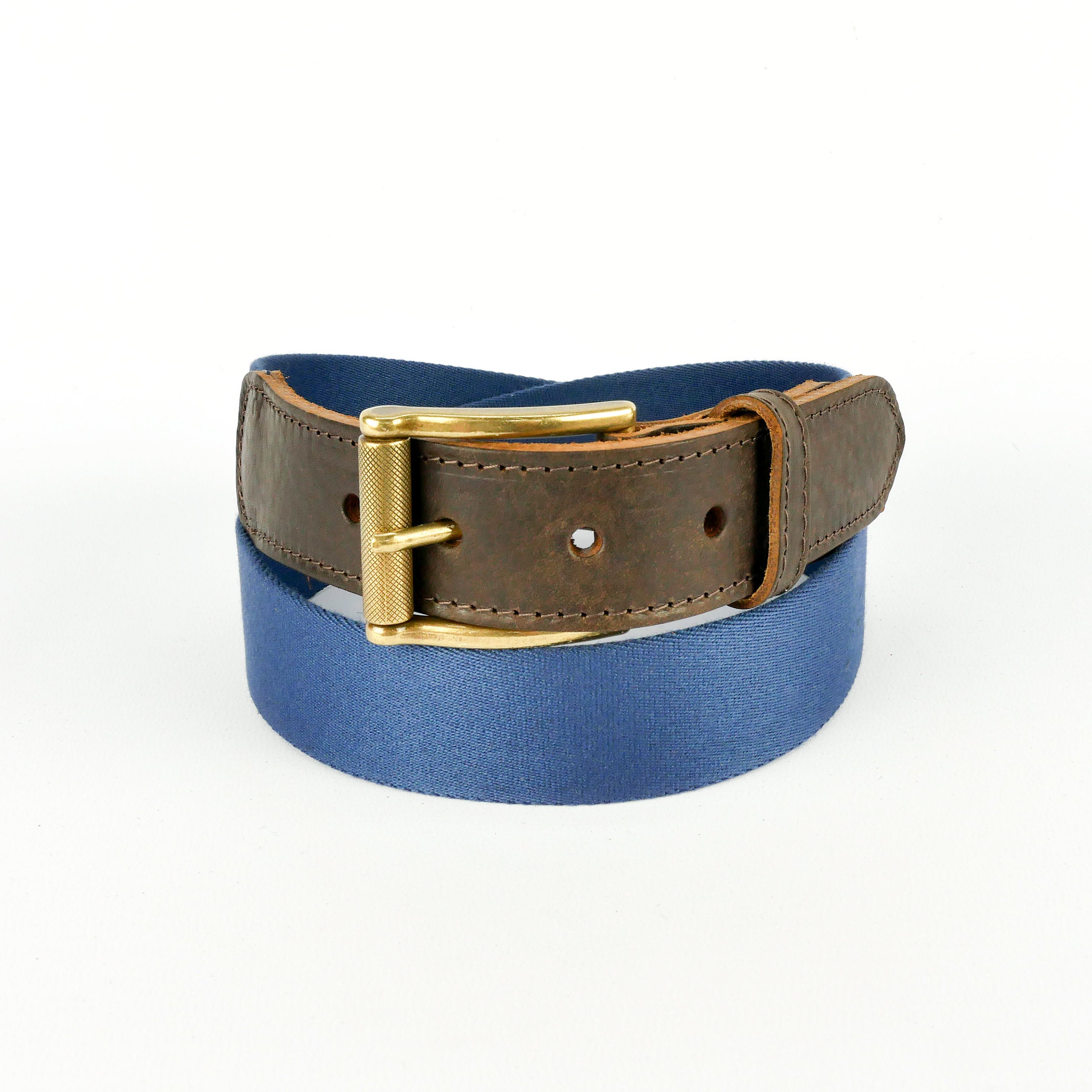 Stretch Leather Tab Belt Navy 46 (Waist Size 44/45)