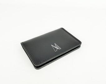Black Leather Card Holder Handmade // Slim Card Wallet // Personalised Leather Card Holder