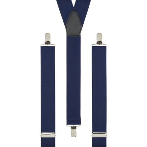 Men&#39;s Plain Navy Braces | Unisex Elastic Clip on Braces | Novelty Hipster Trouser Suspenders for Men