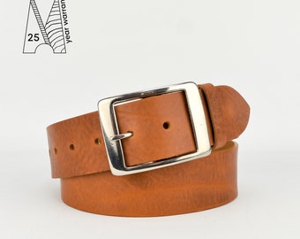 Cintura in pelle marrone chiaro 1 3/4" / Scegli fibbia / Cintura jeans in pelle marrone chiaro 44mm / Cintura larga in pelle fatta a mano Unisex