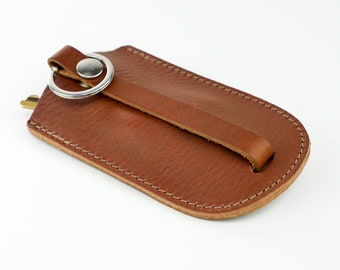 Tan Leather Bell Key Holder