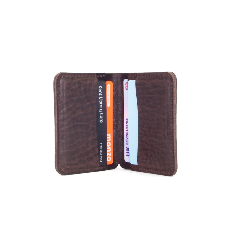 Cartera de cuero marrón / Cartera de cuero delgada / Made in London / Cartera de cuero sostenible imagen 1