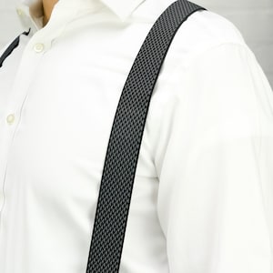 Men&#39;s Black Basketweave Braces | Unisex Elastic Clip on Braces | Novelty Hipster Suspenders for Men | Trouser Braces