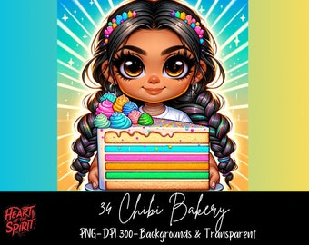 Chibi Bakery Clip Art Bundle - Adorable Digital Graphics, 300 DPI PNG