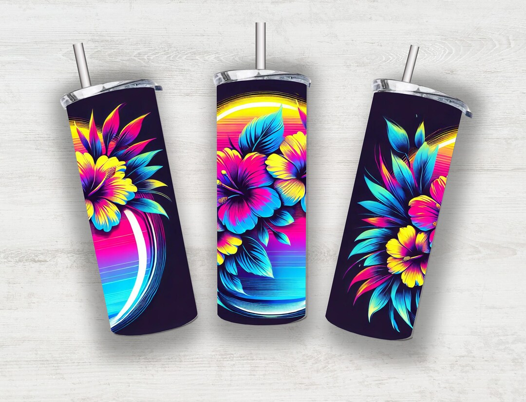 Neon Hibiscus Flower PNG | Sublimation &amp; Printable Vinyl | 20 Oz Skinny ...