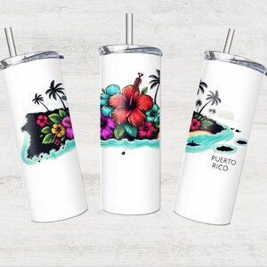 Puerto Rico Tumbler Sublimation Transfer: La Isla Encanto, 20 oz Skinny Tumbler