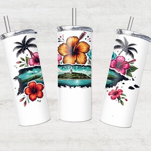 Puerto Rico Tumbler Sublimation Transfer: La Isla Encanto, 20 oz Skinny Tumbler