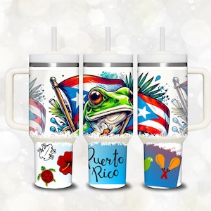 40 oz Tumbler Wrap PNG | Puerto Rico Design | Tropical Island Sublimation | Boricua Heritage Art | Digital Download