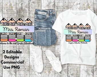 Editable Pencil Teacher Gift, Back to School Design (PNG)