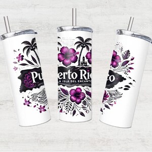 Puerto Rico Tumbler Sublimation Transfer: La Isla Encanto, 20 oz Skinny Tumbler