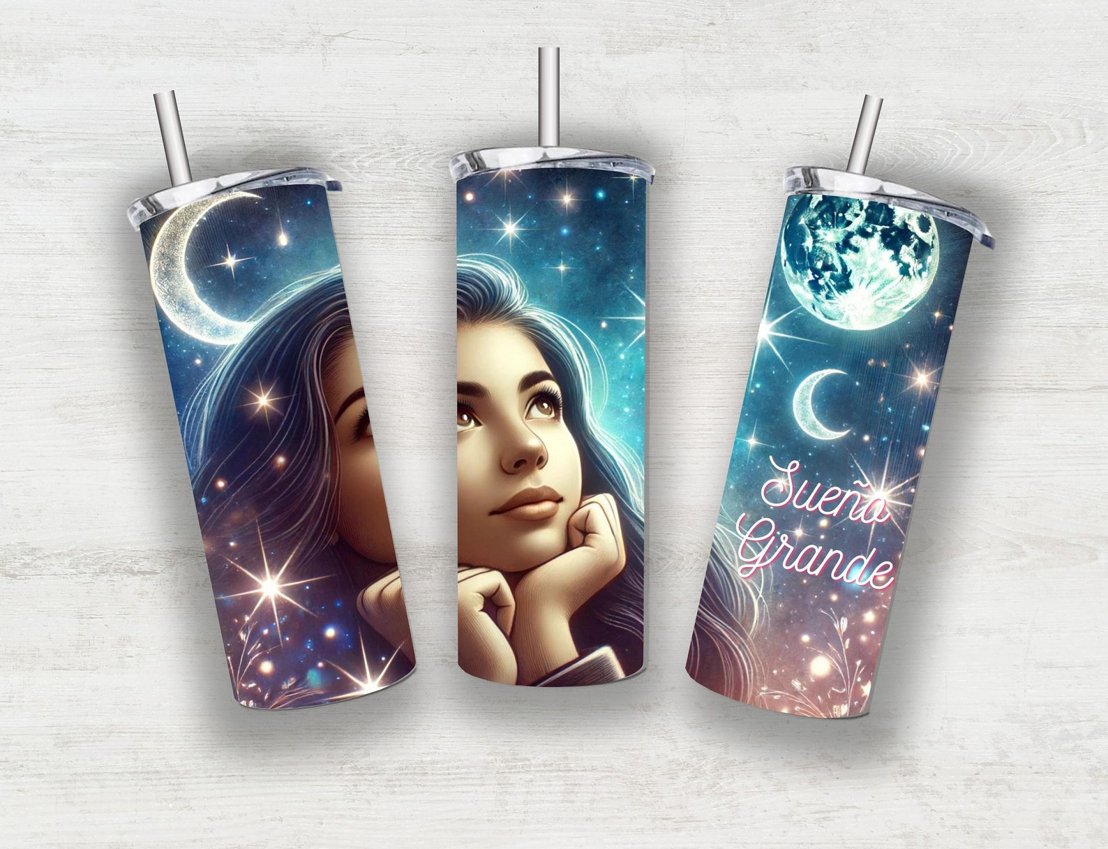 Dream Big Sueño Grande Spanish English Tumbler Clipart Digital Download