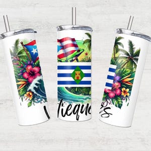 Vieques Puerto Rico Tumbler Transfer: 20 oz smal tumbler, redo att pressas