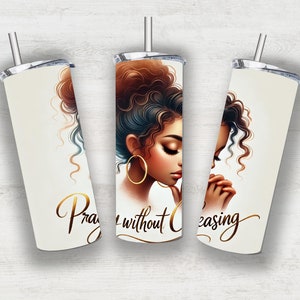 Pray Without Ceasing PNG | Inspirational Religious Clipart | Girl Praying Sublimation Design