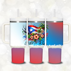 40 oz Tumbler Wrap PNG | Puerto Rico Design | Tropical Island Sublimation | Boricua Heritage Art | Digital Download
