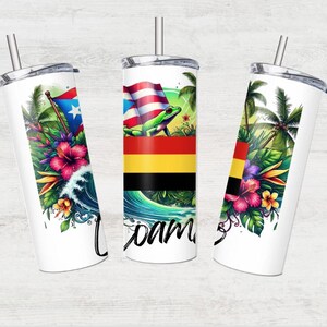 Puerto Rico Tumbler Sublimeringsöverföring: Coamo Design, 20 oz smal tumbler