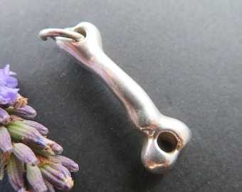 Silver Femur Bone Pendant, Dog Tag