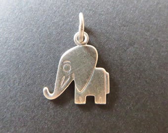 Modernist Sterling Silver Elephant Charm: Animal Pendant