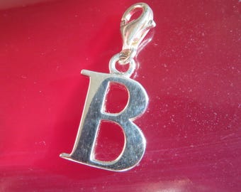Ciondolo con lettera B maiuscola, ciondolo, in argento sterling, gioielli con alfabeto