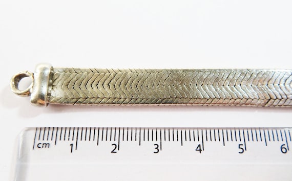 Attractive Solid Silver Herringbone Bracelet - image 8