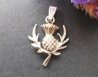 Mooie sterlingzilveren distelbedel, Schotse kleine hanger