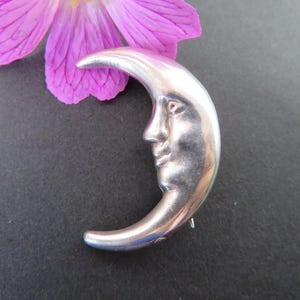 Vintage Mann im Mond Brosche, Sterling Silber