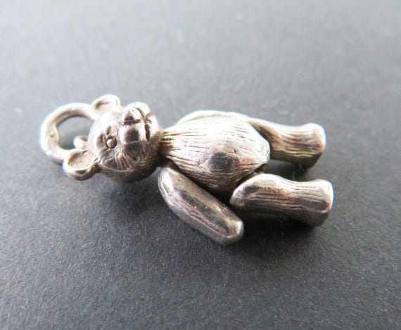 Solid Sterling Silver Teddy Bear Pendant, Articul… - image 2