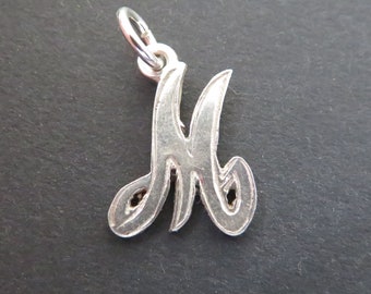 Sterling Silver Capital Letter M Pendant, Charm, Alphabet Jewellery