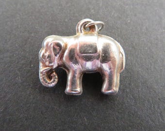 Vintage Sterling Silver Elephant Charm, Small Pendant for Necklace