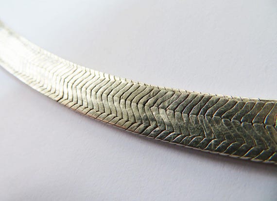 Attractive Solid Silver Herringbone Bracelet - image 7