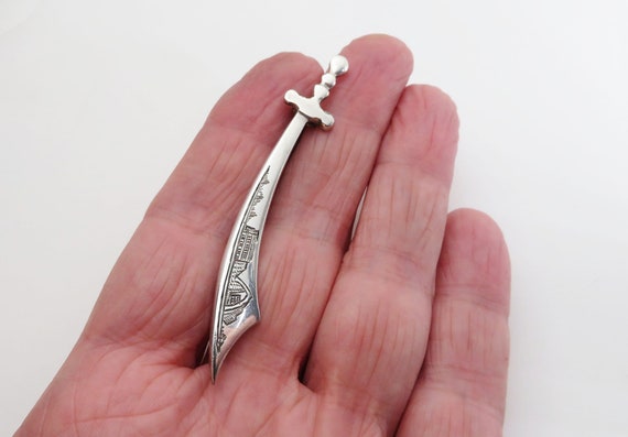 Vintage Iraq Silver Sword Brooch, Ctesiphon Ruins… - image 2