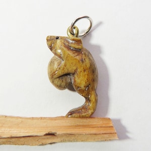Gorgeous Vintage Carved Mouse Charm, with Nut, Small Pendant