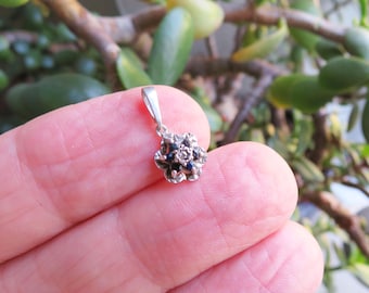 Tiny, Pretty Sapphire Flower Pendant for Chain or Bracelet