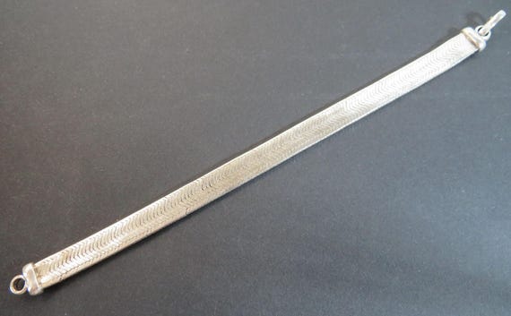 Attractive Solid Silver Herringbone Bracelet - image 6