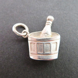 Vintage Silver Champagne Bottle Charm, Wedding Celebration