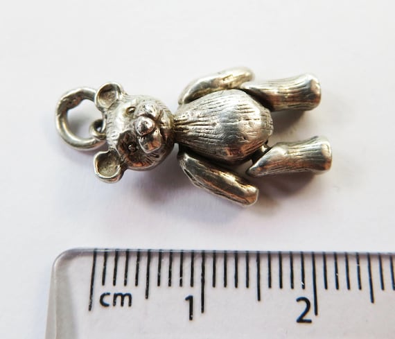 Solid Sterling Silver Teddy Bear Pendant, Articul… - image 8