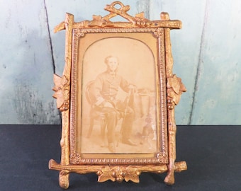 ヴィンテージビクトリア朝1890/1900フランスガラスフォトフレーム