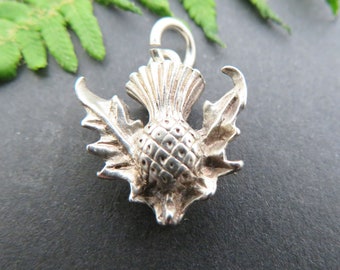Pretty Sterling Silver Thistle Charm, Small Scottish Pendant